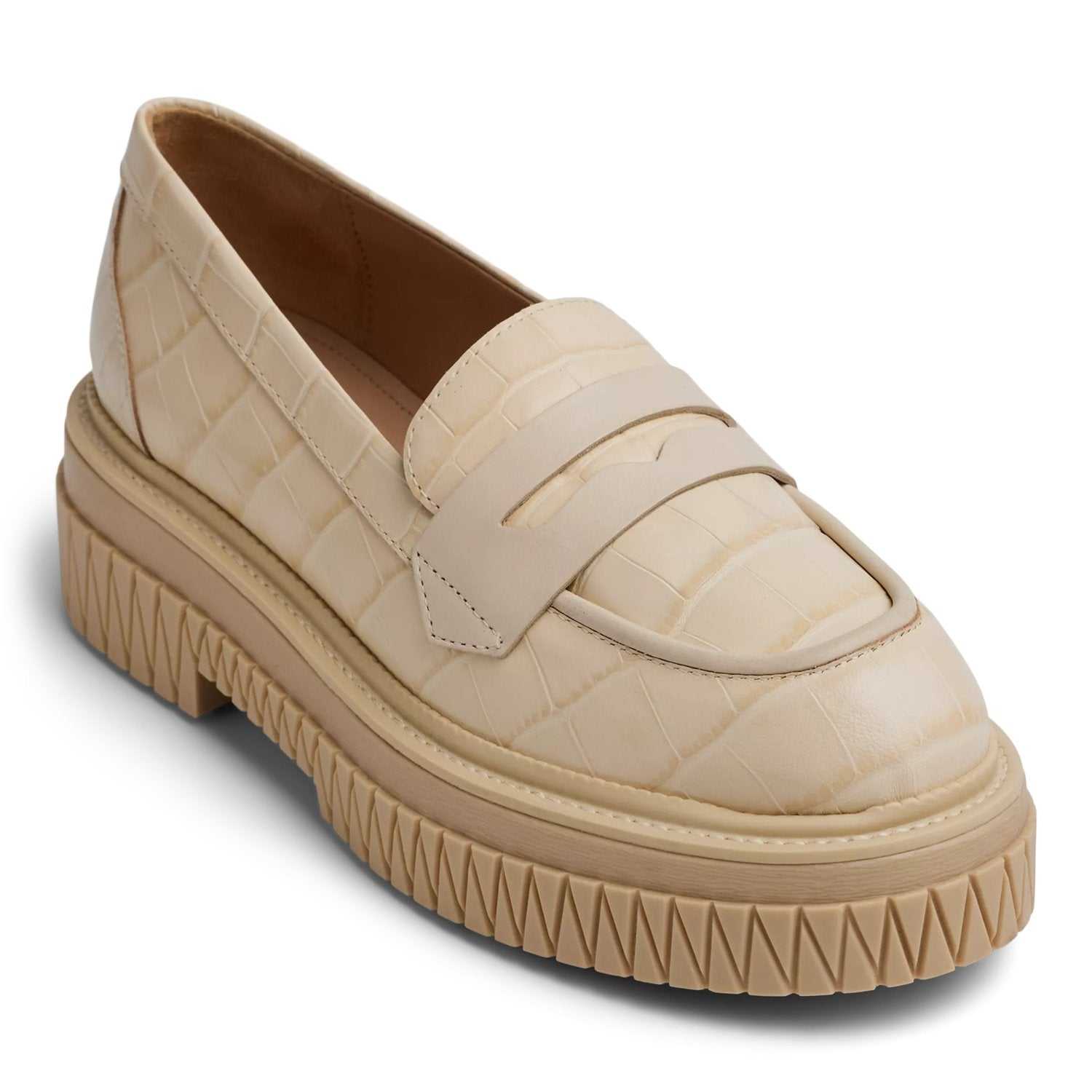 Viola Crocodile-Embossed Leather Platform Loafers