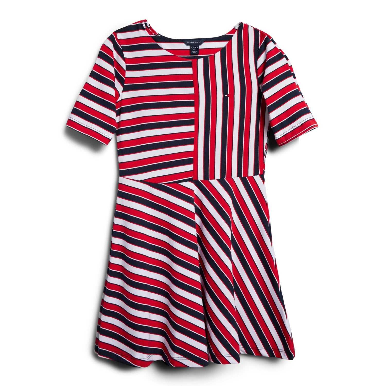 Girls Stripe Semi-Sleeve Tee Dress