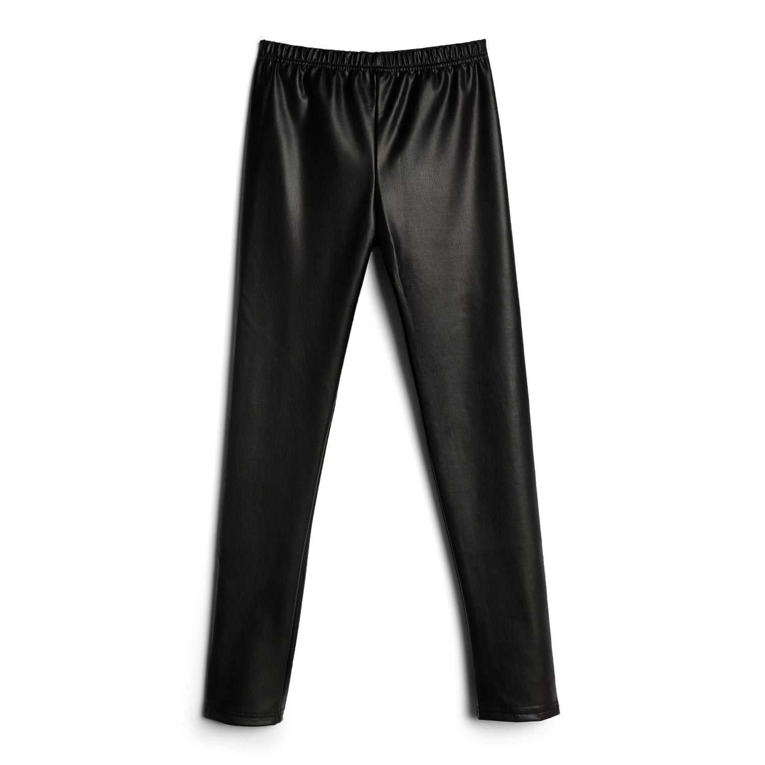 Girls Faux Leather Pull On Leggings