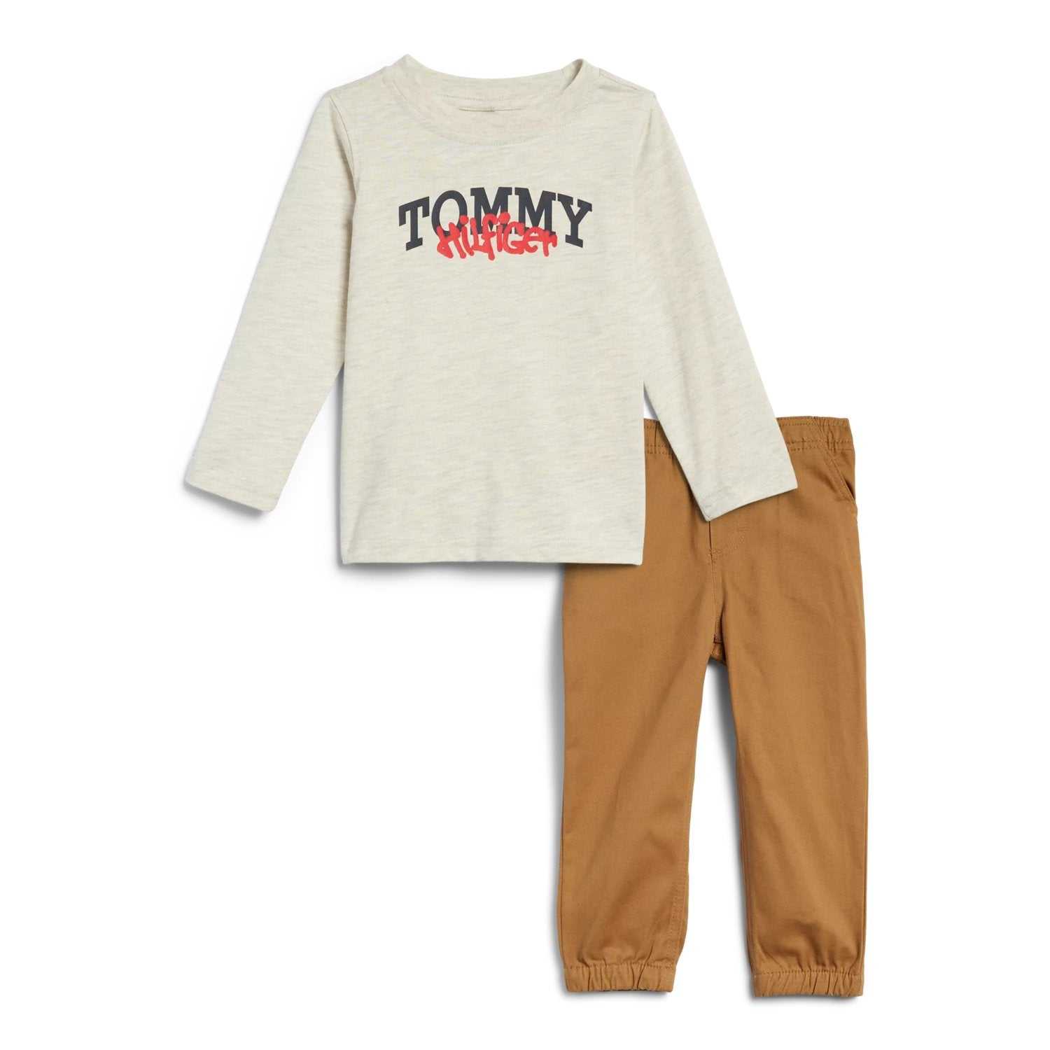 Toddler Boys 2-Piece Logo Long Sleeve Tee & Woven Pants Set
