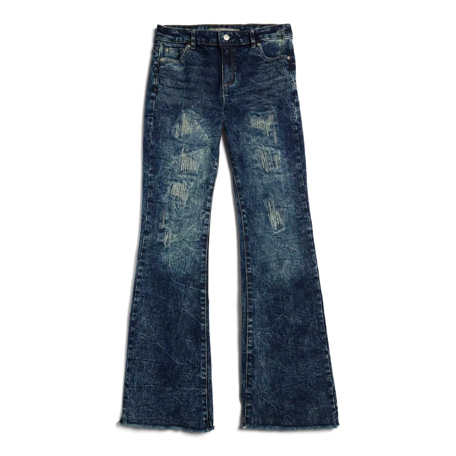 Girls Low-Rise Flare Jeans with Fray Hem